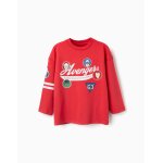 T - shirt en coton � manches longues et imprim�s avengers rouge