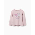 T - shirt en coton � manches longues avec imprim� kuromi mauve clair
