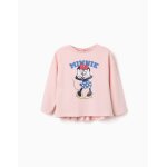 T - shirt en coton � manches longues avec imprim� minnie rose