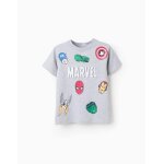T - shirt en coton avec motif avengers gris clair