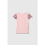T - shirt en coton avec sequins fille rose