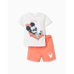 T - shirt en coton et short avec imprim� mickey orange sombre