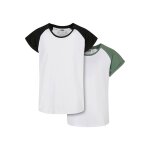 T - shirts coton vert sauge / blanc / noir