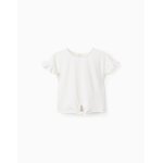 T - shirt en coton avec volants et noeud blanc