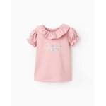T - shirt en coton avec volants rose clair T - shirt en coton avec volants rose clair