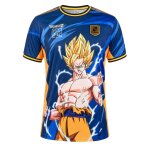 T - shirt dragon ball z super sayian bleu marine / jaune / orange / bleu