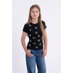 T - shirt droit  strass papillon noir