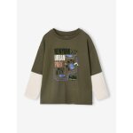 T - shirt effet 2 en 1 garon kaki
