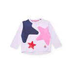 T - shirt enfant � manches longues avec imprim� d �toiles color�es blanc