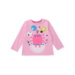 T - shirt enfant � manches longues avec imprim� monstre et �toiles rose