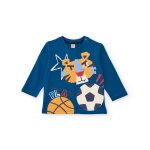 T - shirt enfant À manches longues avec imprimé de tigre et ballons bleu T - shirt enfant À manches longues avec imprimé de tigre et ballons bleu