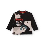 T - shirt enfant � manches longues avec motif ours polaires noir