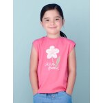T - shirt  paulettes motif plac fille rose bonbon