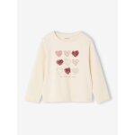 T - shirt fille animation coeur fille manches longues écru T - shirt fille animation coeur fille manches longues écru