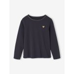 T - shirt fille coeur paillet� manches longues anthracite