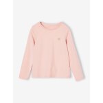 T - shirt fille coeur paillet manches longues rose poudr