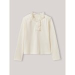 T - shirt fille col montant brod - coton biologique ecru