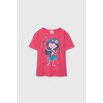 T - shirt fille coton avec imprim� rose