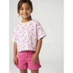 T - shirt fille cropped manches courtes �cru