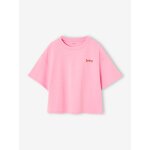 T - shirt fille cropped manches courtes rose