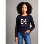 T - shirt fille cropped manches longues fille marine
