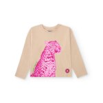 T - shirt pour fille avec imprim lopard rose beige