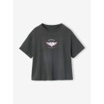 T - shirt fille imprim� manches courtes anthracite