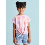 T - shirt fille imprim� noeud fantaisie manches courtes lavande