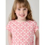 T - shirt fille imprim� noeud fantaisie manches courtes rose