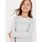 T - shirt fille avec lettres en maille blanc