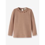 T - shirt fille lil' atelier mini avec col en dentelle cannelle