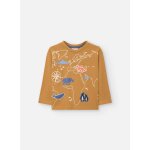 T - shirt fille en maille avec des animaux jaune