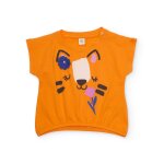 T - shirt pour fille en maille avec bas �lastiqu� orange