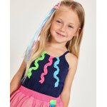 T - shirt fille en maille avec bretelles fronc�es bleu