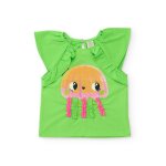 T - shirt fille en maille avec bretelles fronc�es vert