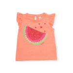 T - shirt fille en maille avec d�tails brillants orange