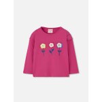 T - shirt fille en maille broderie fleurs violet