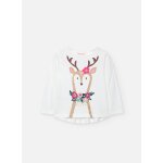 T - shirt fille en maille avec cerf blanc T - shirt fille en maille avec cerf blanc