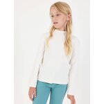 T - shirt fille en maille c�tel�e col roul� blanc