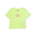 T - shirt fille en maille c�tel�e vert