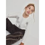 T - shirt fille en maille avec �toiles blanc