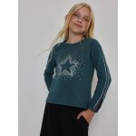 T - shirt fille en maille avec �toile en strass vert