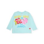 T - shirt fille en maille avec fleurs sur le devant bleu