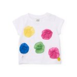 T - shirt fille en maille avec fleurs en volume blanc