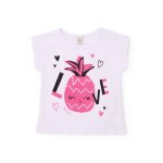 T - shirt fille en maille avec graphisme ananas blanc