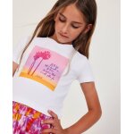 T - shirt fille en maille avec illustration de palmier blanc