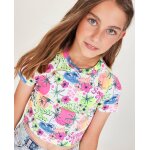 T - shirt fille en maille avec imprim� estival rose