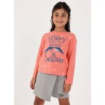 T - shirt fille en maille imprim� �toiles rouge