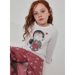 T - shirt fille maille imprim� fille avec fleurs blanc