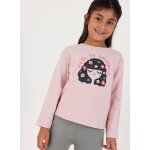 T - shirt fille en maille imprim� fille fleurs pink